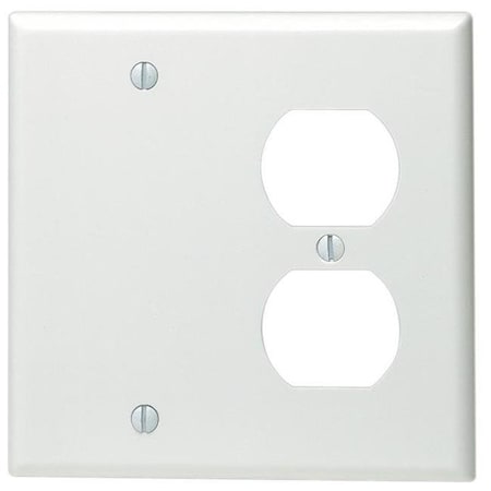 Leviton Leviton White Double Gang Combo Blank & Duplex Wallplate  002-88008-0 002-88008-0